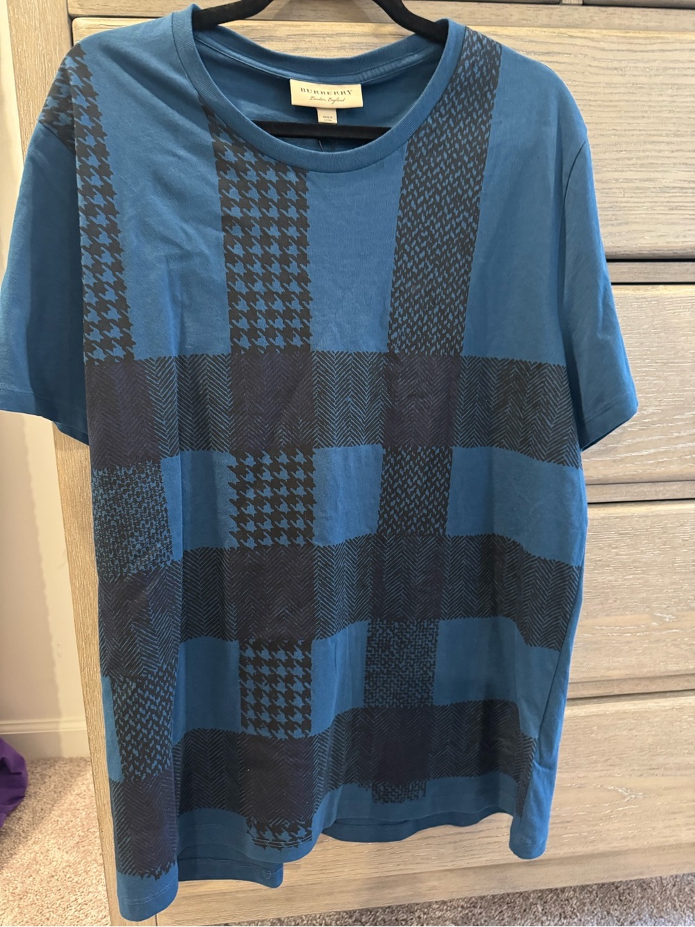 Burberry Blue Graphic Plaid Short-Sleeve Tee